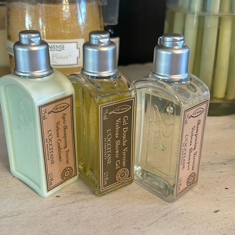 NEW L'occitane 3 piece travel set shampoo conditioner and shower gel verveine Ve
